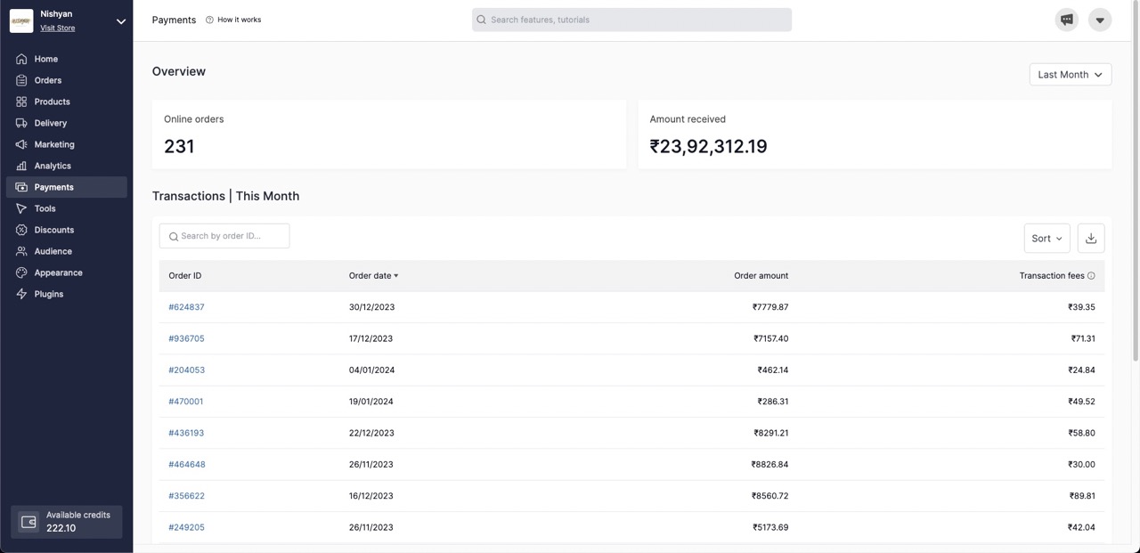 Dukaan Dashboard